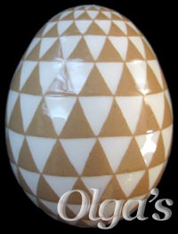 Ukrainian egg. Etched Pysanka. Sacred Geometry Pysanky. Tiling / tessellation of triangles. Inverted.
