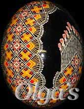 Ukrainian Easter egg. Chicken pysanka.