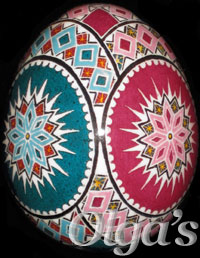 Ukrainian Easter Egg. Chicken Pysanky Art.