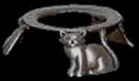 Silver tone Pewter Egg Stand. Cats.