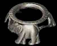 Egg Art Display Stand. Pewter. Elephants.